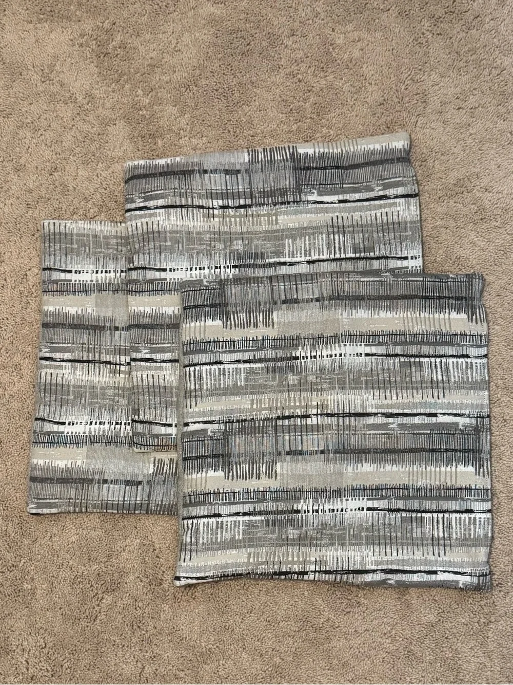 Neutral Abstract Stripe Throw Pillow Covers - Set of 3